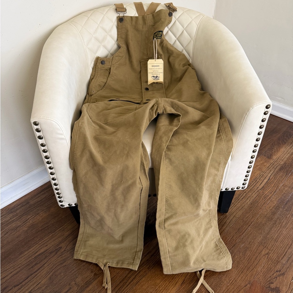 Men's Cargo Bib Overalls in Tan